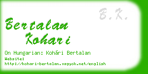 bertalan kohari business card